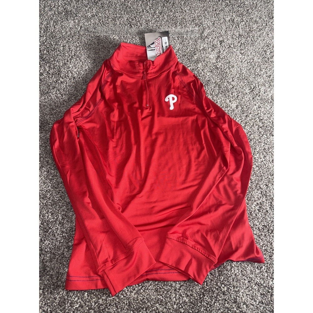 Philadelphia Phillies Mens Long Sleeve Shirt Stitches Size Large One Quarter Zip